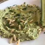 Dill And Spinach Hummus With Feta and Pine Nuts
